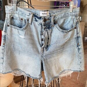 Pistola Distressed Light Blue Jean Shorts
